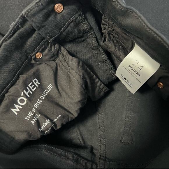 Mother The Mid Rise Dazzler Ankle Step Fray Jeans Denim in Not Guilty Black 24 - Picture 4 of 9